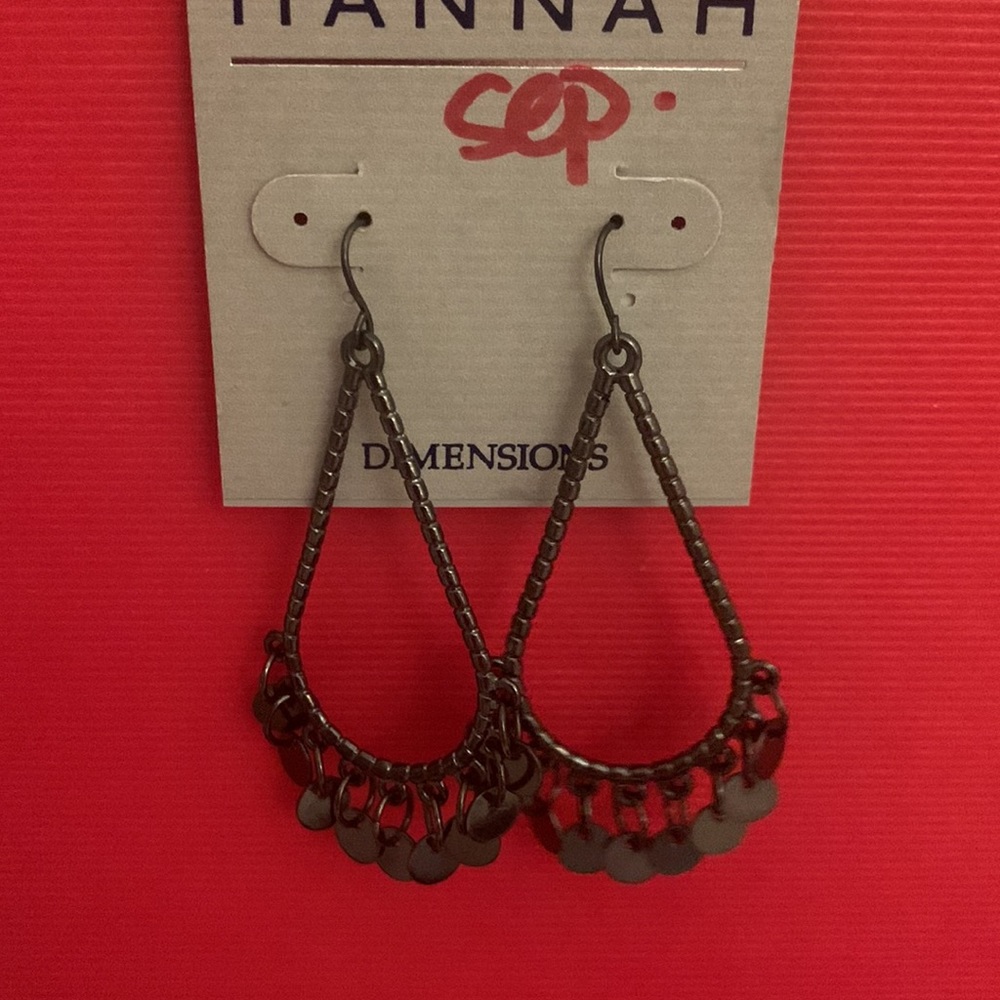 Hannah Gray Earrings with Teardrop Design and Decorative Beads